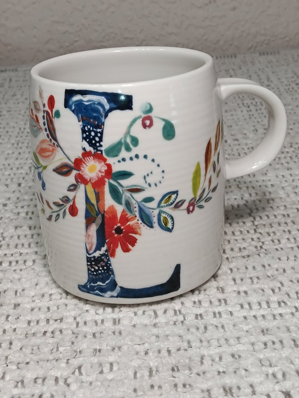 Anthropologie Starla Halfmann Petal Palette Monogram "L" Initial Mug